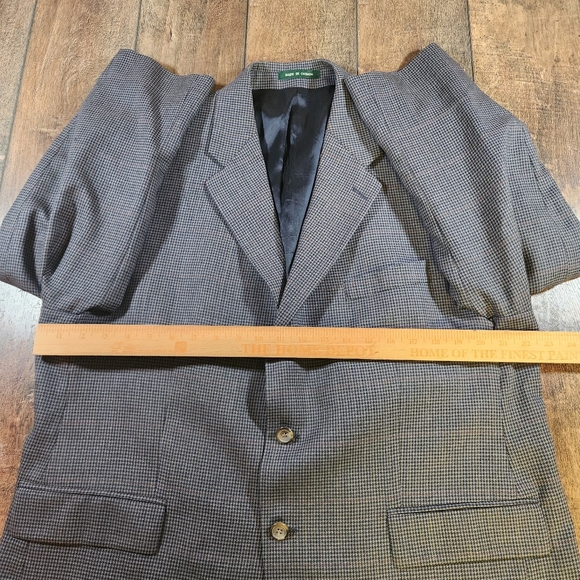 Ralph Lauren 3 Button Blazer Silk Wool Mens 44S Houndstooth Windowpane Plaid - Picture 7 of 10